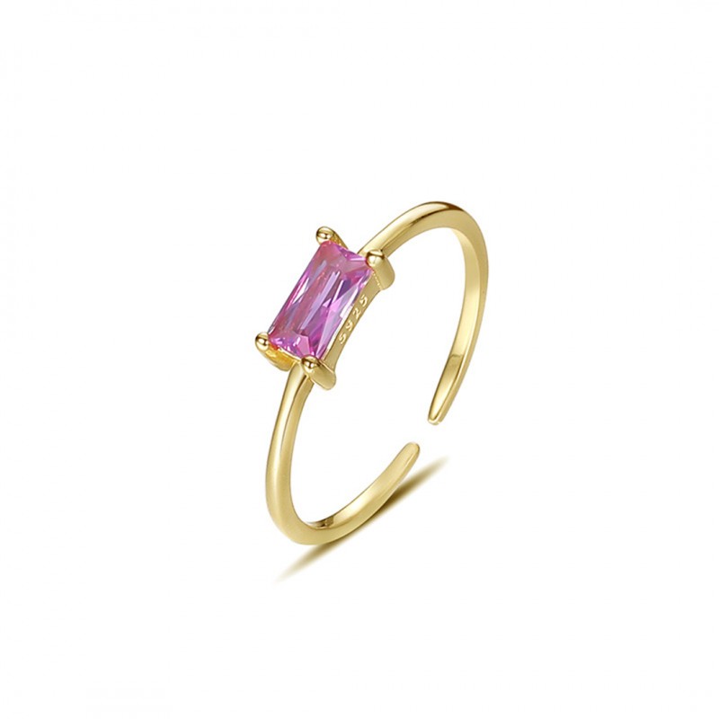 Vintage Square Gemstone Ring, Thin Band Opening